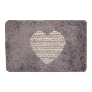 Šedá koupelnová předložka se srdíčkem - 78*48*1 cm BM0008G obraz