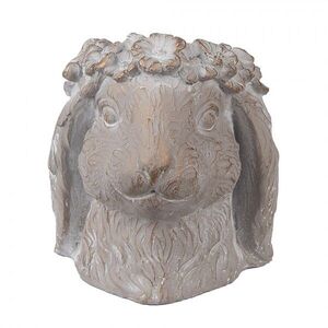 Šedý antik cementový květináč hlava králík M - 16*18*18 cm 6TE0556M obraz