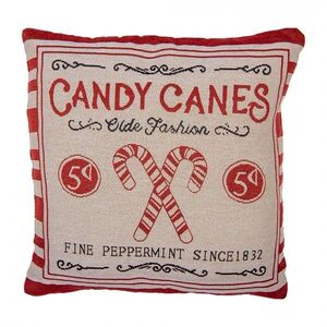 Béžovo-červený povlak na polštář s lízátky Candy Christmas Rustic - 44*44 cm KT021.385 obraz