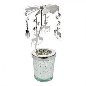 Stříbrný točící svícen na čajovku s jeleny Ringi - Ø 8*17 cm 66080 obraz
