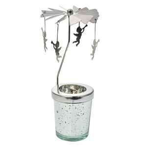 Stříbrný točící svícen na čajovku s andílky Ringi - Ø 8*17 cm 66079 obraz
