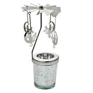 Stříbrný točící svícen na čajovku s kočkami Ringi - Ø 8*17 cm 66001 obraz