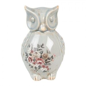 Zelená keramická dekorace sova s květy Floria L - 13*12*22 cm 6CE1967L obraz
