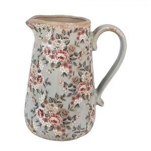 Zelený keramický dekorační džbán s květy Floria L - 21*15*23 cm 6CE1965L obraz