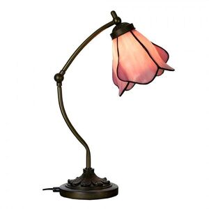 Stolní lampa Tiffany s růžovým stínidlem květ Bloom - 26*19*50 cm 5LL-6369 obraz