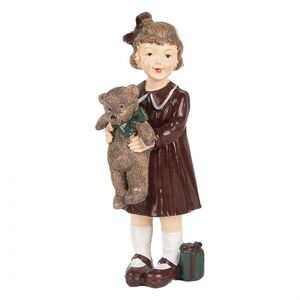 Dekorace figurka holčička s medvídkem a dárečkem - 6*5*15 cm 6PR5729 obraz