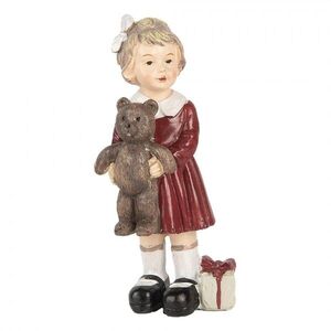 Dekorace figurka holčička s medvídkem a dárečkem - 6*4*13 cm 6PR5728 obraz