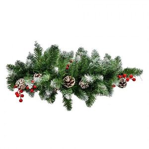 Zasněžená jehličnatá větev se šiškami a bobulemi - 35*10*65 cm 50821 obraz