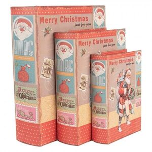 3ks úložný box kniha Merry Christmas - 27*22*7 / 22*17*6 / 17*12*4 cm 66261 obraz