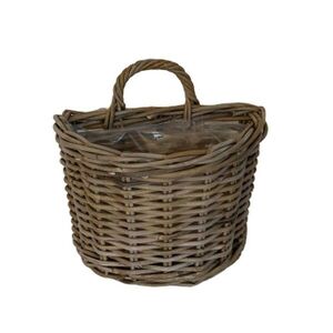 Nástěnný ratanový květináč s uchem šedá patina - 37*25*25/32 cm 800127 obraz