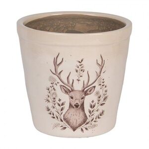 Béžový obal na květináč s jelenem Gentle Wilderness M - Ø 15*14 cm 6CEGTW0001M obraz