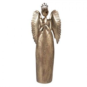 Zlatá antik kovová veliká dekorace anděl se srdcem Christmas Angel - 52*22*144 cm 5Y1368 obraz