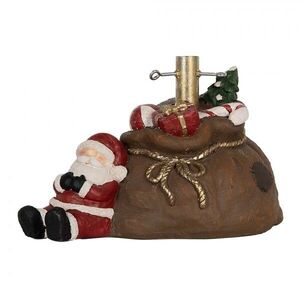 Hnědý stojan na stromek ve tvaru pytle a se Santou Christmas - 46*31*30 cm 6MG0119 obraz