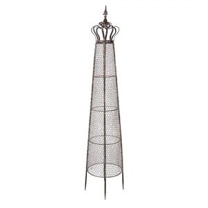 Hnědý antik kovový obelisk na květiny Brocante - Ø 30*151 cm 5Y1358 obraz