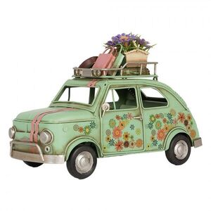 Zelený kovový retro model auta Fiat s květy - 26*12*18 cm 6Y5876 obraz