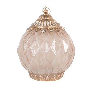 Růžová skleněná svítící LED lucerna Balli - Ø 15*19 cm / 2*AAA 6GL5230 obraz