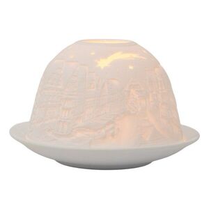 Bílý porcelánový svícen s domky a hvězdou Paollo - Ø 12*8 cm 6CE2208 obraz