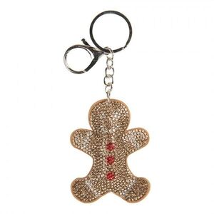 Hnědý přívěšek na klíče s kamínky perníček Gingerbread - 6*2*13 cm JZKC0211 obraz
