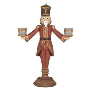 Červená antik dekorace svícen Louskáček Nutcracker 21*9*30 cm 6PR5397 obraz