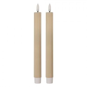 Set 2ks béžová úzká svíčka s vroubkováním Led Candle - Ø 2*25 cm / 2*AAA 6CA0002BE obraz