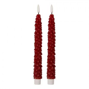 Set 2ks vínová úzká svíčka stromek Led Candle - Ø 2*25 cm / 2*AAA 6CA0001R obraz