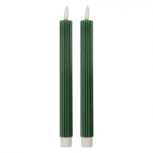 Set 2ks úzká zelená svíčka s vroubkováním Led Candle - Ø 2*25 cm / 2*AAA 6CA0002DGR obraz