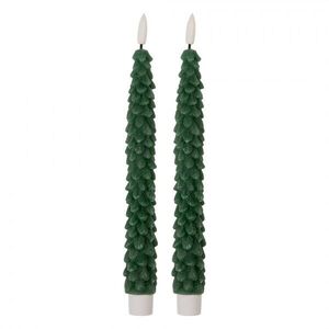 Set 2ks zelená úzká svíčka stromek Led Candle - Ø 2*25 cm / 2*AAA 6CA0001DGR obraz