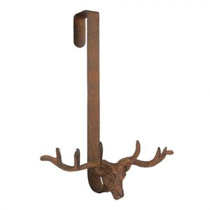 Hnědý antik háček na dveře na věnec Jelen - 28*11*37 cm 6Y5946 obraz