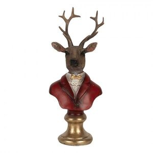 Červeno-hnědá vánoční dekorace busta jelen Deer - 10*9*19 cm 6PR5518 obraz