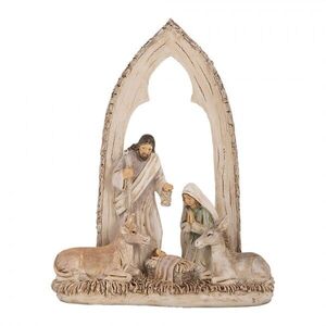 Béžová antik vánoční dekorace betlém - 18*7*22 cm 6PR5645 obraz