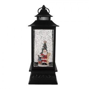 Černá vánoční lucerna sněžítko s LED osvětlením Santa - 10*10*28 cm / 3*AAA 66411 obraz
