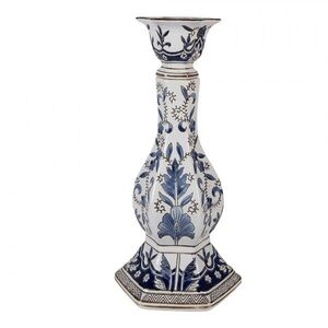 Porcelánový svícen s modrými květy Vintage Unique L - Ø 18*36 cm 6CE2384L obraz