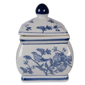 Porcelánová dóza s víkem a modrými květy Vintage Unique - 13*13*17 cm 6CE2391 obraz