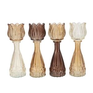 4ks béžový mix skleněný svícen/ váza tulipán Love Tulip - Ø 7*18cm 314044 obraz