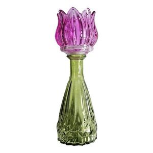 Tmavě růžový skleněný svícen/ váza tulipán Love Tulip - Ø 7*22cm 314047_tmavě růžová obraz