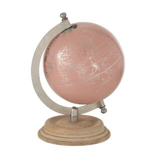 Růžový malý glóbus na dřevěném podstavci Globe - 14*10*20 cm 22110 obraz