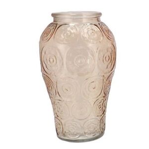 Béžová skleněná váza s reliéfem květin Delight - Ø 15*25 cm 314065 béžová obraz