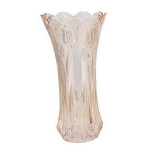 Béžová skleněná váza s reliéfem tulipánů Delight - Ø 10*20 cm 314073 béžová obraz