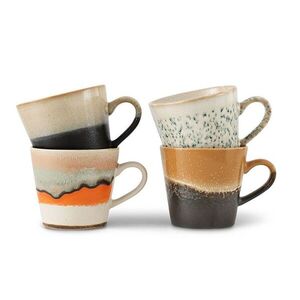 Set 4ks retro hrnek na Cappuccino 70s Verve - 12*Ø 9, 5*8, 5 / 300 ml ACE7236 obraz