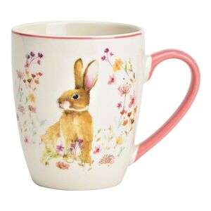 Porcelánový velikonoční hrnek s králíkem a květy - 8*10*6 cm / 360 ml 10038743 obraz
