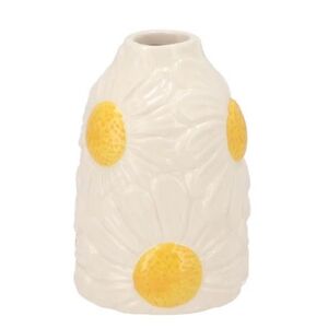 Bílá keramická vázička s reliéfem květů Jane Flower - Ø 8*12 cm 580106 obraz