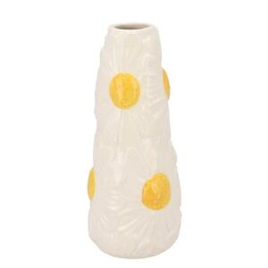 Bílá keramická vázička s reliéfem květů Jane Flower - Ø 8*18 cm 580103 obraz