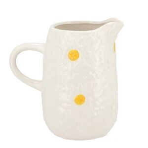 Bílý keramický džbán s reliéfem květů Jane Flower - 20*14*20 cm 580097 obraz
