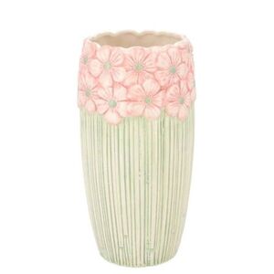Růžovo-zelená váza s reliéfem květů Jane Flower - Ø 11*21 cm 580084 obraz