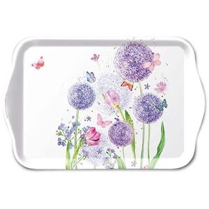 Bílý melaminový tácek s okrasným česnekem Flower Beauty - 13*21 cm 13719325 obraz