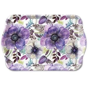 Bílý melaminový tácek s fialovými sasankami Purple Dream - 13*21 cm 13719340 obraz