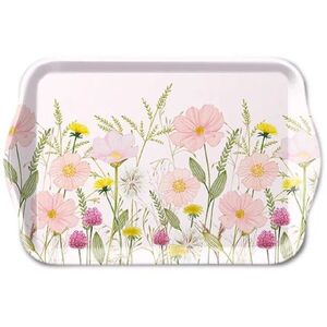 Bílý melaminový tácek s růžovými květy Flowers Pink - 13*21 cm 13720345 obraz