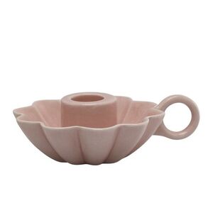 Růžový keramický svícen ve tvaru květu s očkem Massy - Ø 10*4 cm 71148307 obraz