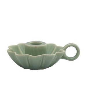 Zelený keramický svícen ve tvaru květu s očkem Massy - Ø 10*4 cm 71148321 obraz