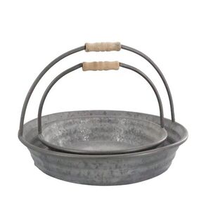 Set 2ks plechový antik podnos s rukojetí Old French - 36*21/ 28*19 cm 64096000 obraz